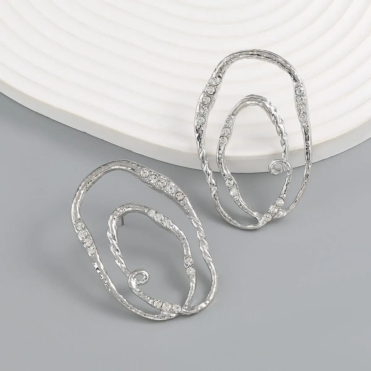 Pre Order:  Alloy Multi-Layer Elliptical Exaggerated Earrings