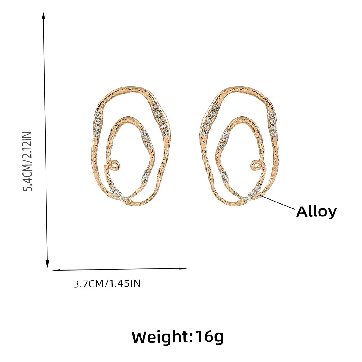 Pre Order:  Alloy Multi-Layer Elliptical Exaggerated Earrings