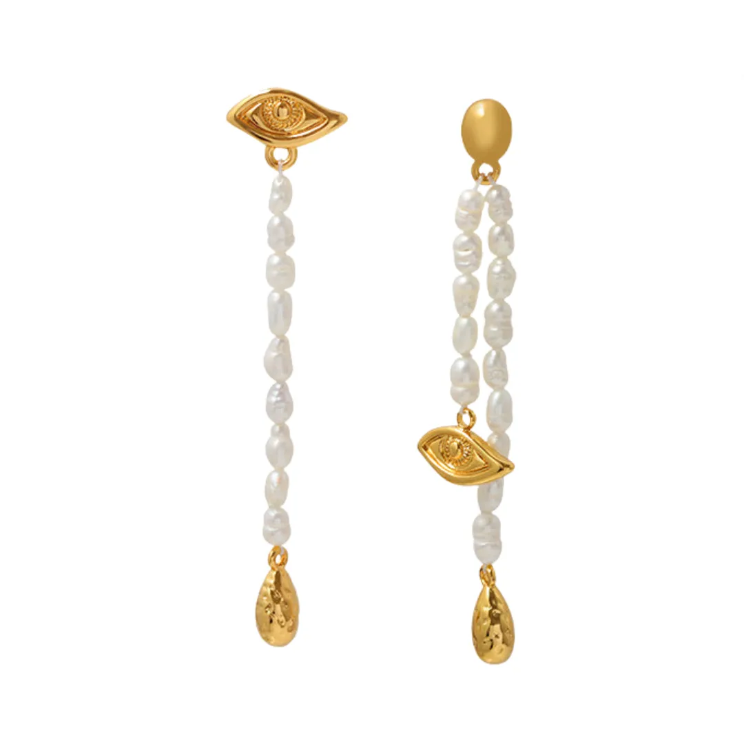 Pre Order:  Asymmetrical Gothic Pearl Earrings