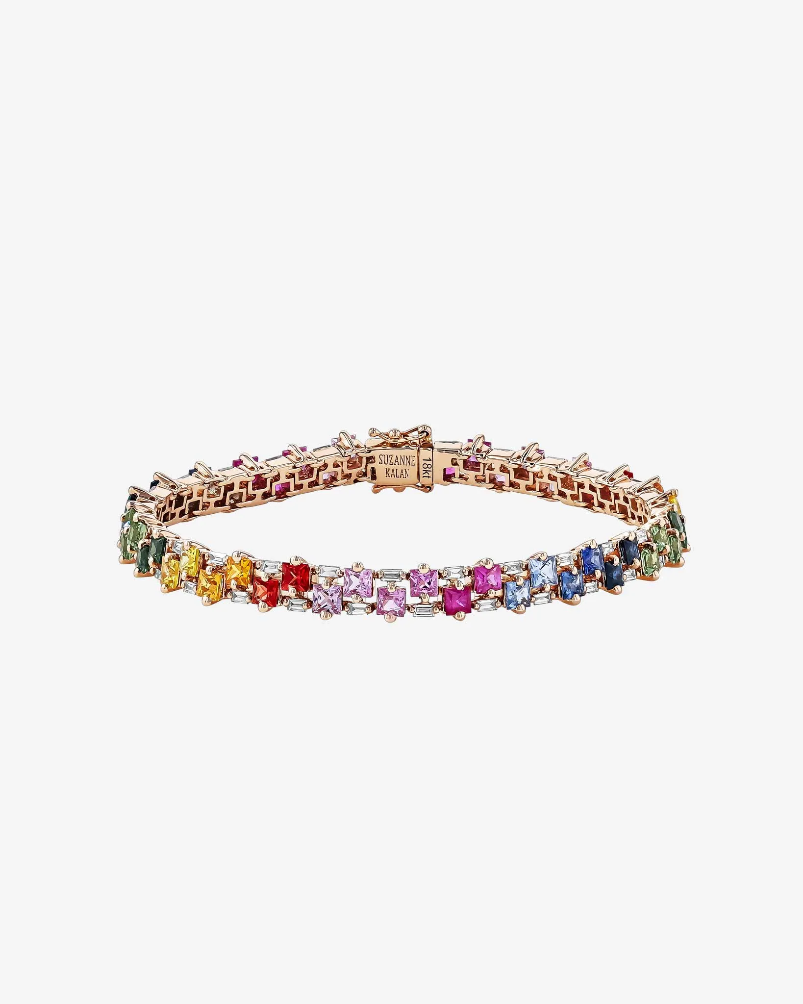 Princess Midi Stack Rainbow Sapphire Tennis Bracelet