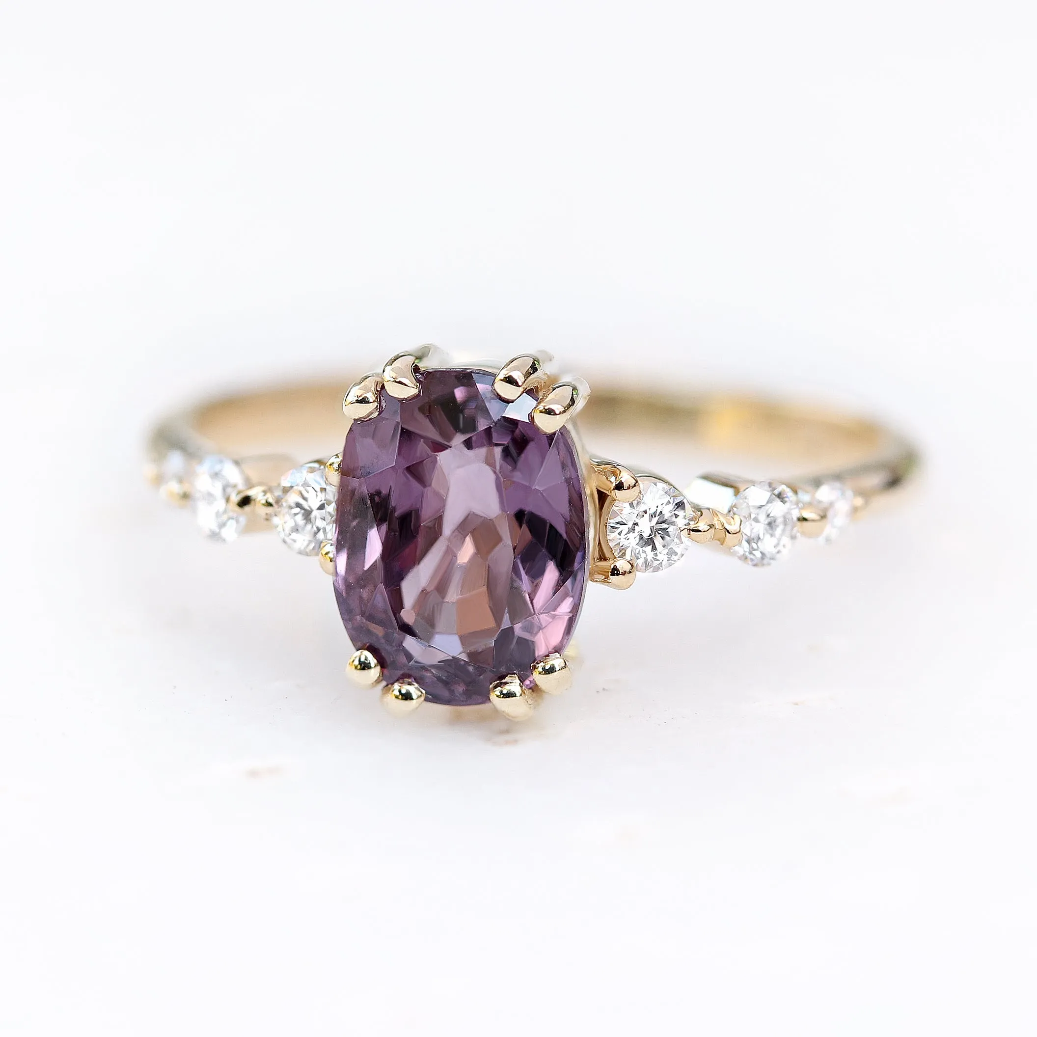 Purple Spinel & Diamonds Engagement Rings set, Candy pop   Artemis