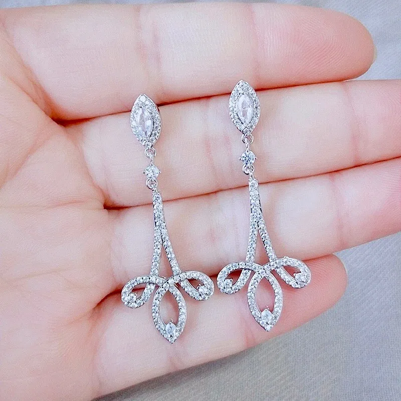 "Mavis" - Cubic Zirconia Bridal Earrings - Available in Silver and Rose Gold