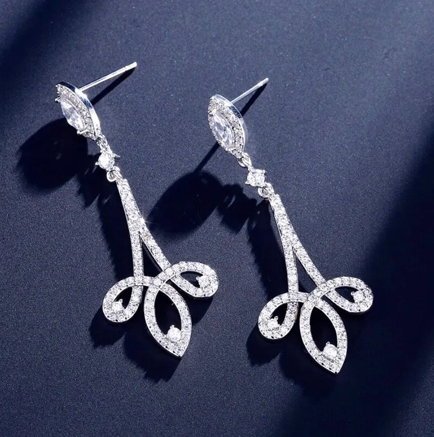 "Mavis" - Cubic Zirconia Bridal Earrings - Available in Silver and Rose Gold