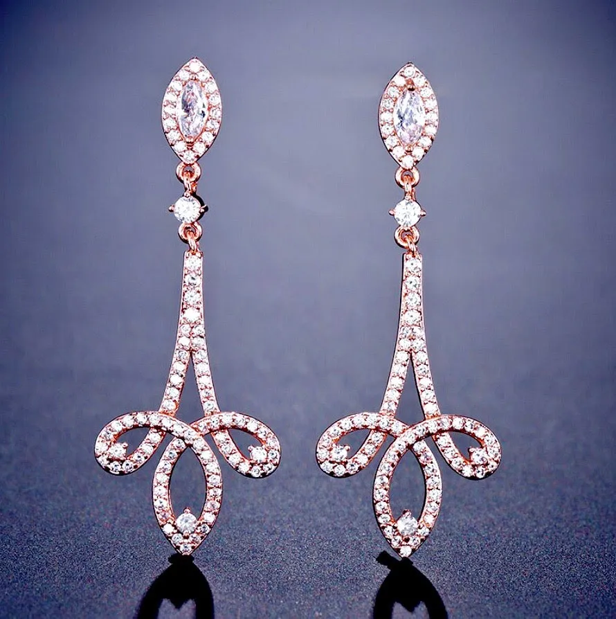 "Mavis" - Cubic Zirconia Bridal Earrings - Available in Silver and Rose Gold