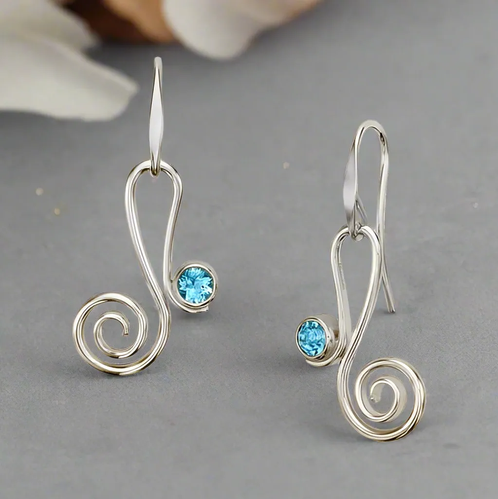 "Script" Blue Topaz Earrings