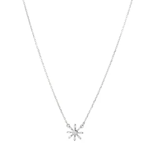 Reclaimed 18K White Gold and Round and Tapered Baguette Diamond Star Necklace