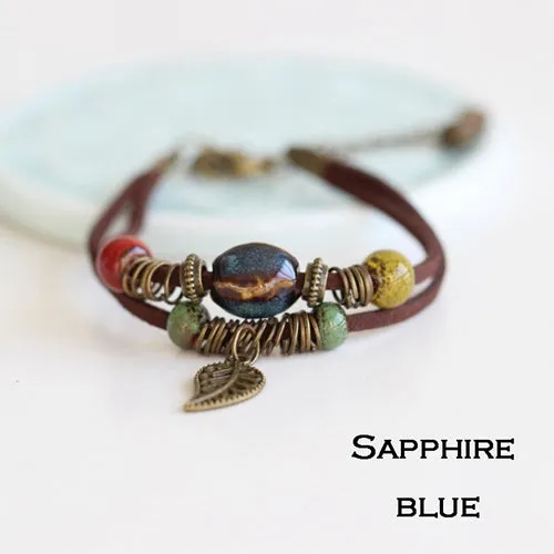 RINHOO Bohemian Leather Charm Bracelet for Women