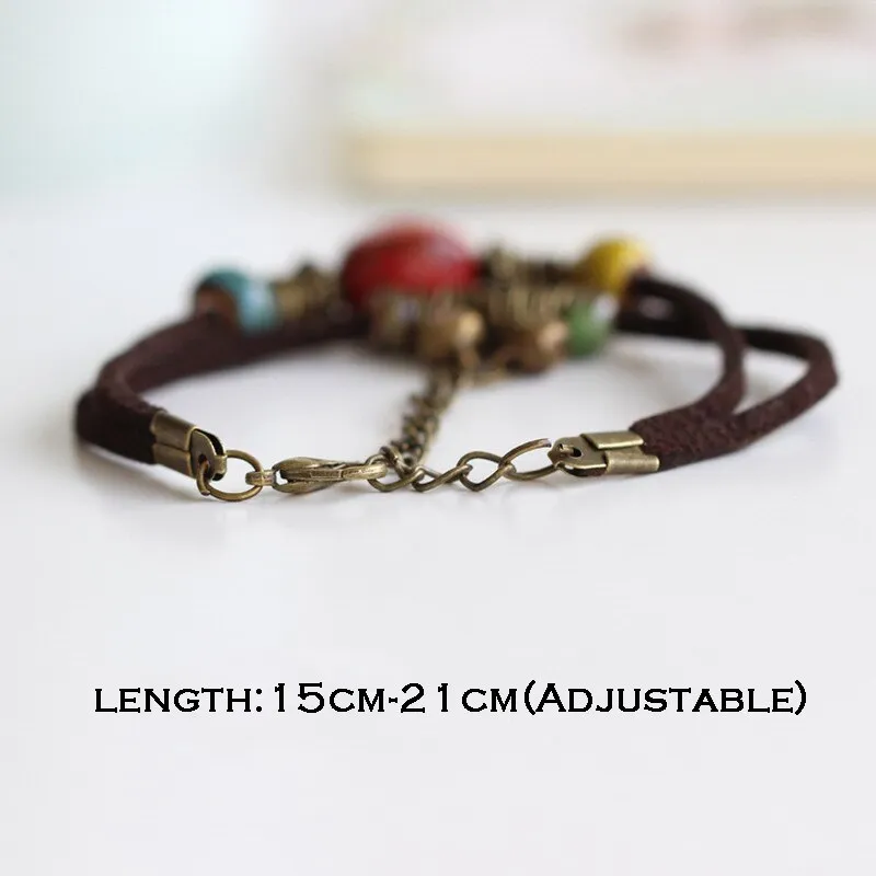 RINHOO Bohemian Leather Charm Bracelet for Women