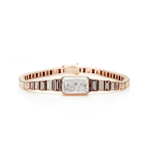 Rose Gold Malaya Garnet Bracelet with Rectangular Diamond Shake