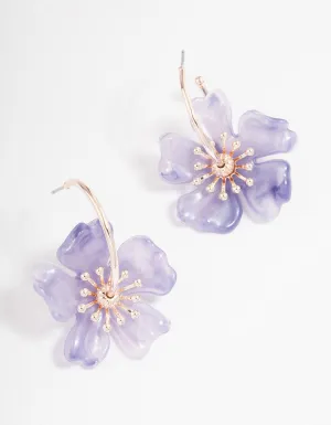 Rose Gold Spring Flower Hoop Earrings