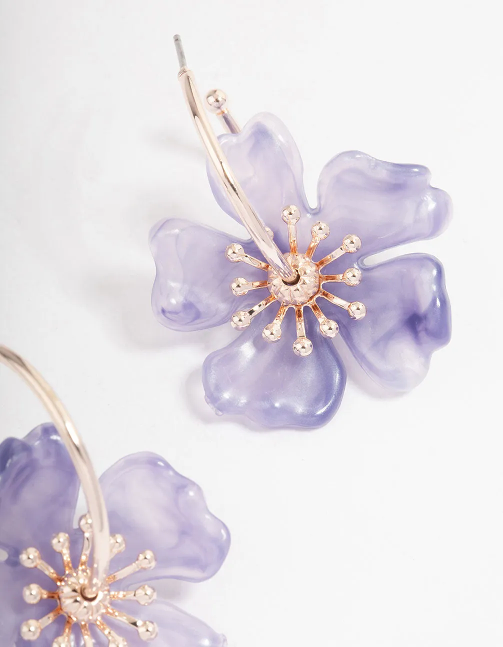 Rose Gold Spring Flower Hoop Earrings