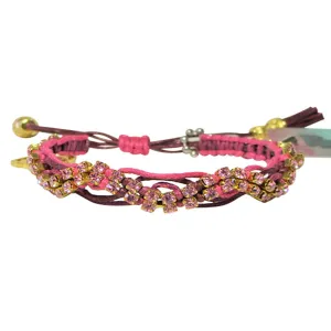 Rose Gonzales "Selena" Boheme Collection Woven Bracelet in Burgundy, Watermelon & Pink