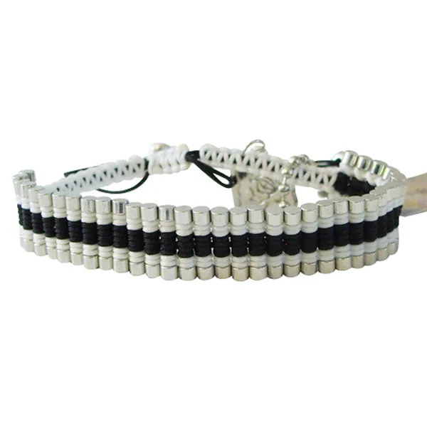 Rose Gonzales "Tori" Classic Collection Woven Bracelet in Silver, Black, & White