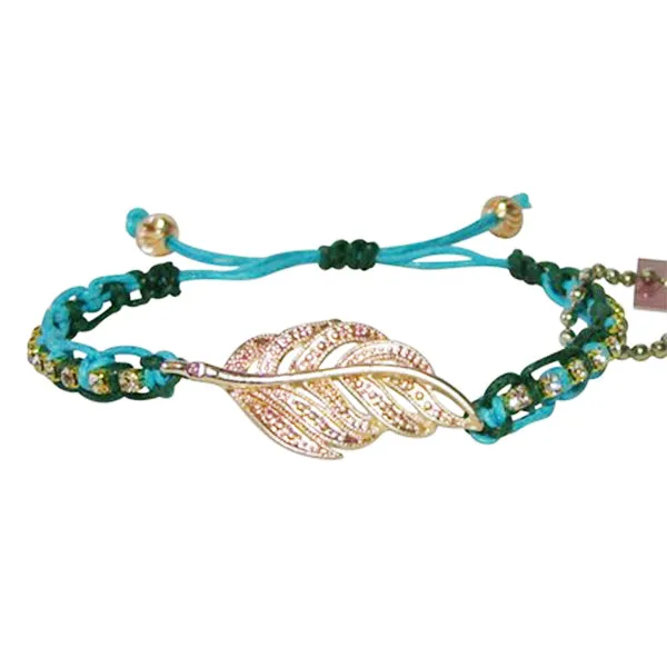 Rose Gonzales "Trina" Mermaid Collection Woven Boho Bracelet Turquoise & Green