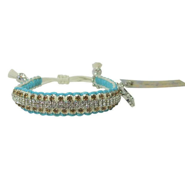 Rose Gonzales "Vanessa" Rodeo Collection Woven Bracelet in Turquoise & Cream