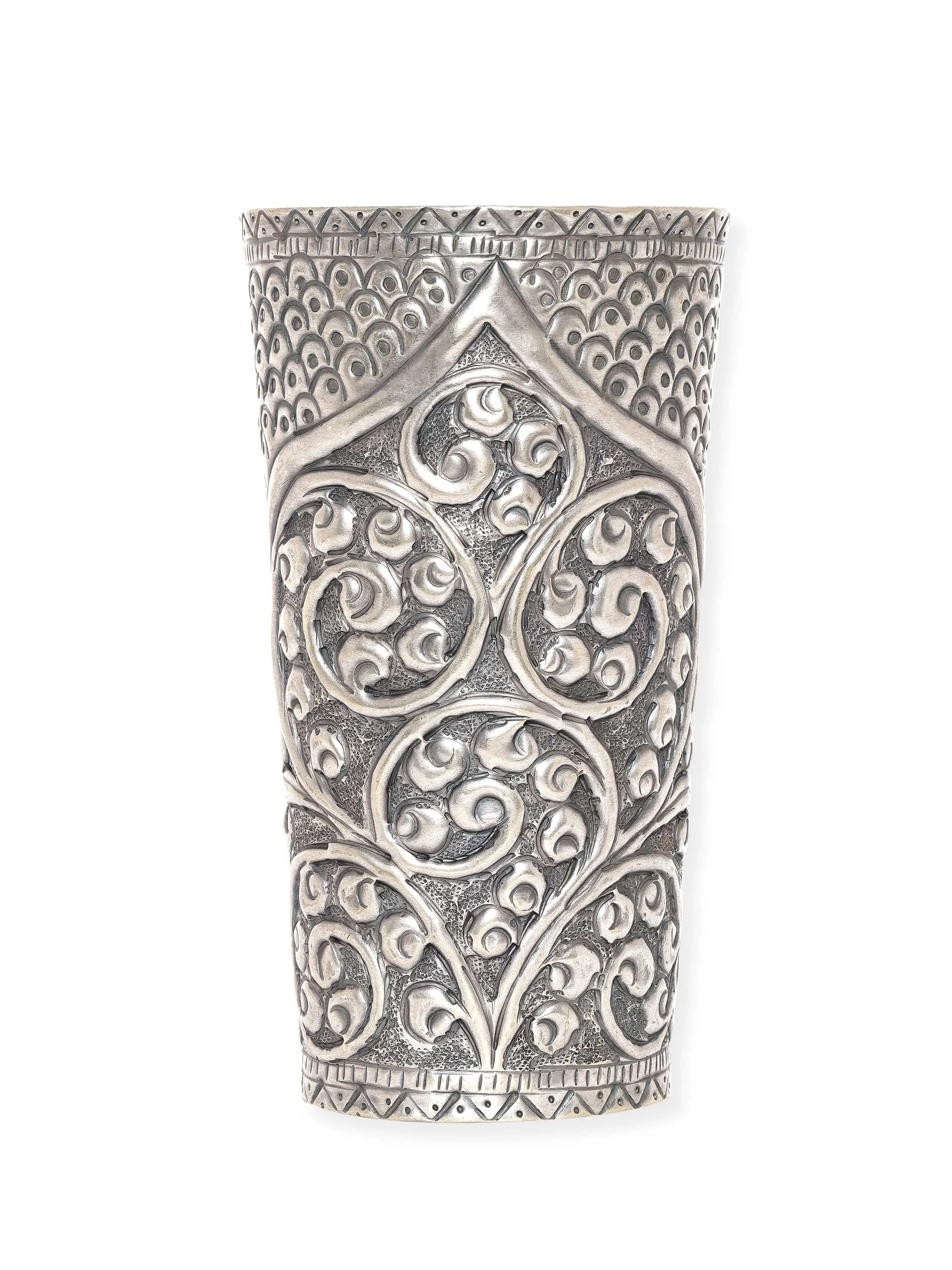 Rubans Oxidized Silver Plated embossed Handcrafted Statement Hand Cuff