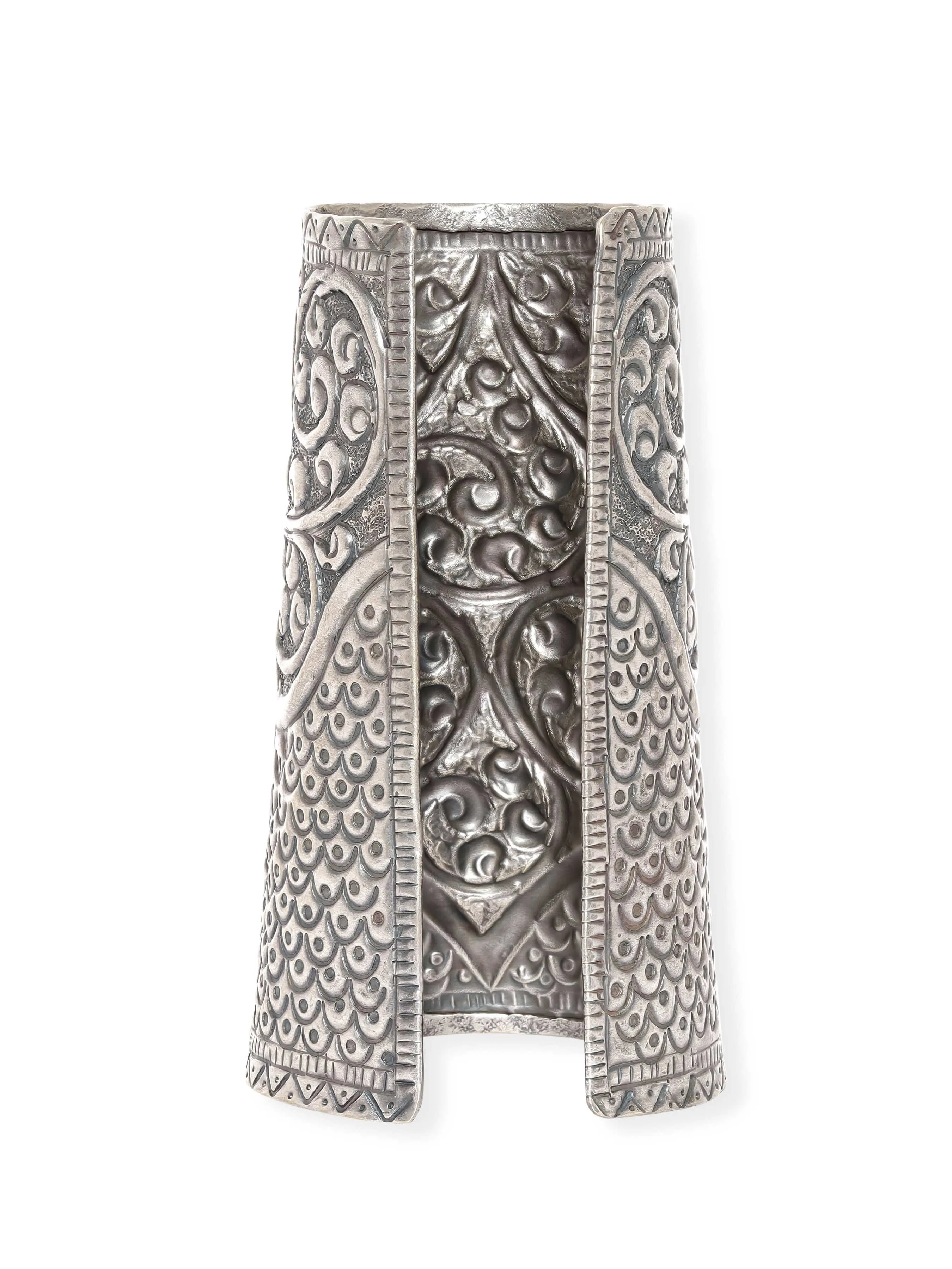 Rubans Oxidized Silver Plated embossed Handcrafted Statement Hand Cuff