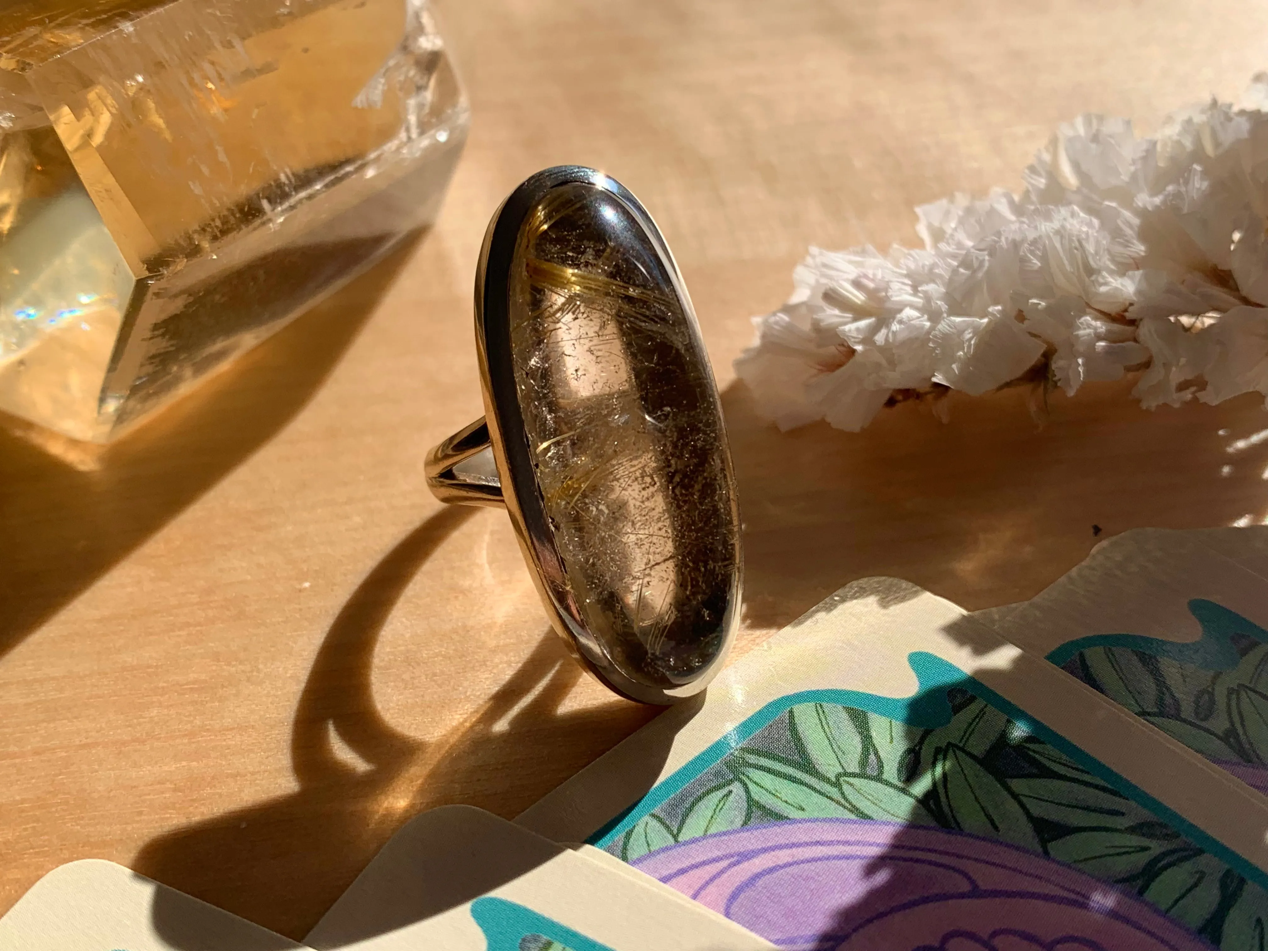 Rutilated Quartz Dinah Ring - Long Oval (US 7.5)