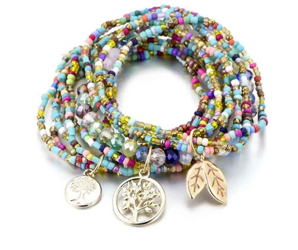 seed bead tree of life multi layer bracelet set