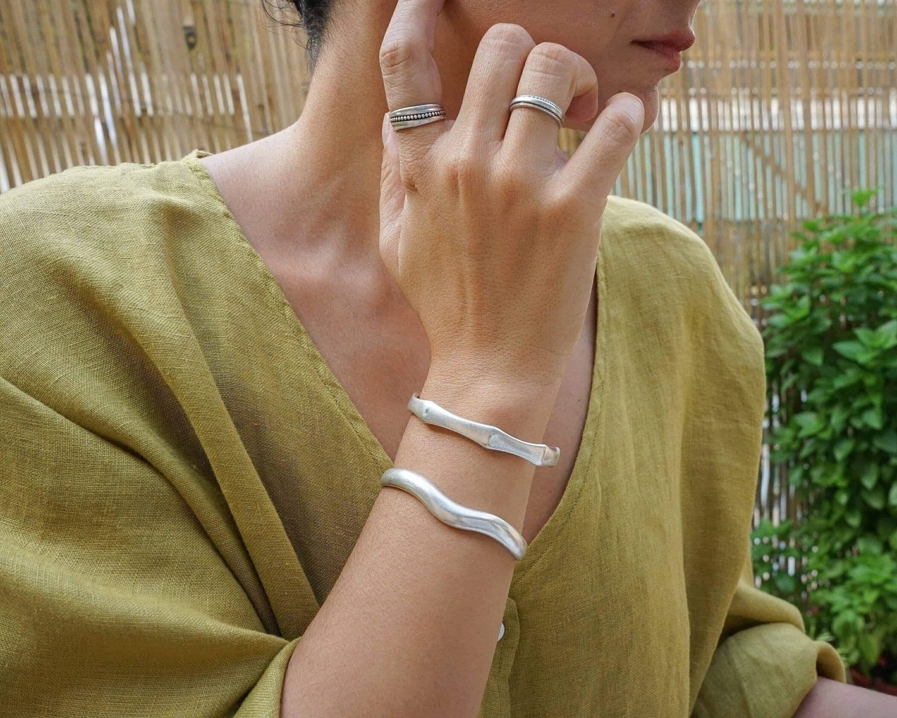 Silver Bold Angular Shape Cuff