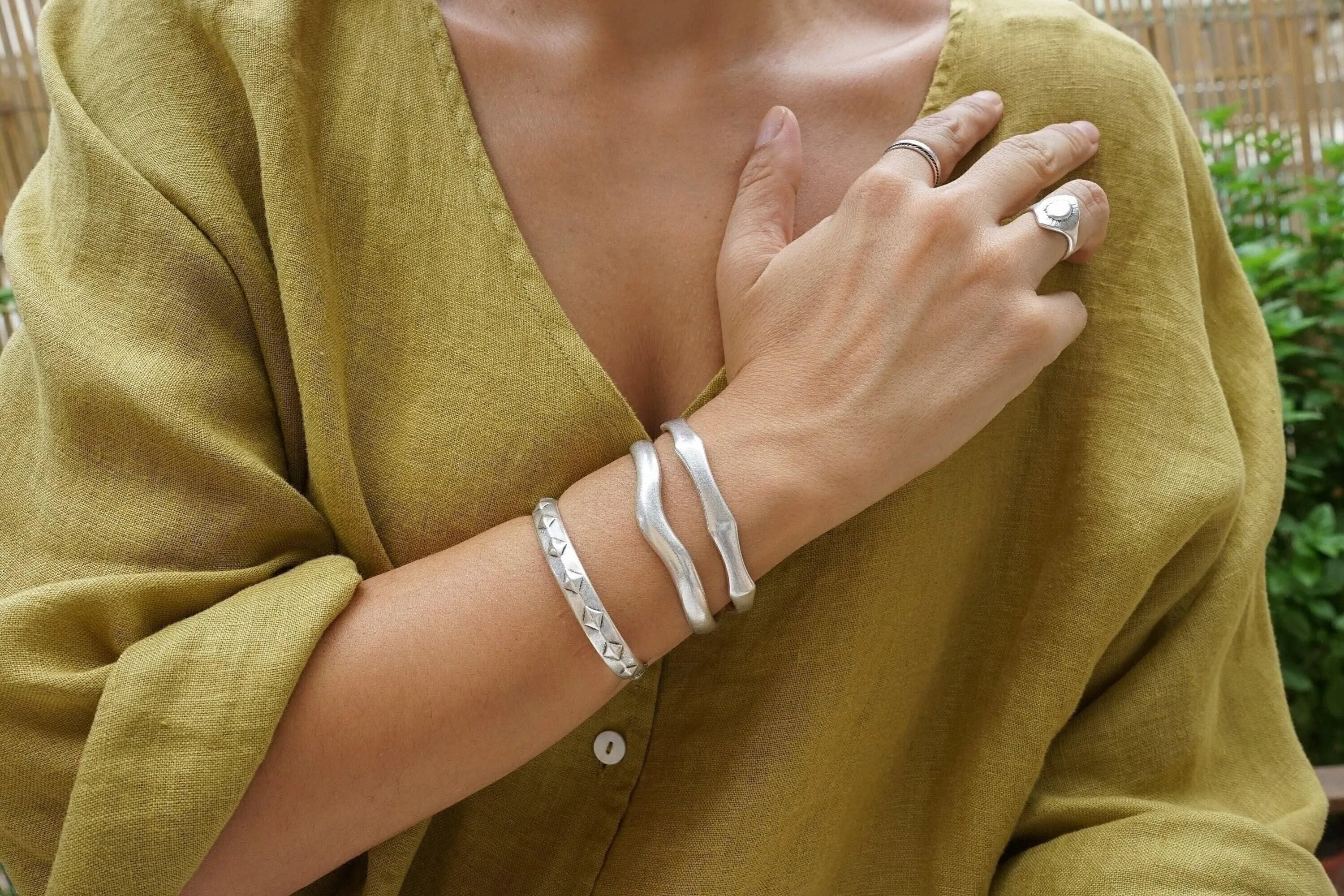 Silver Bold Angular Shape Cuff