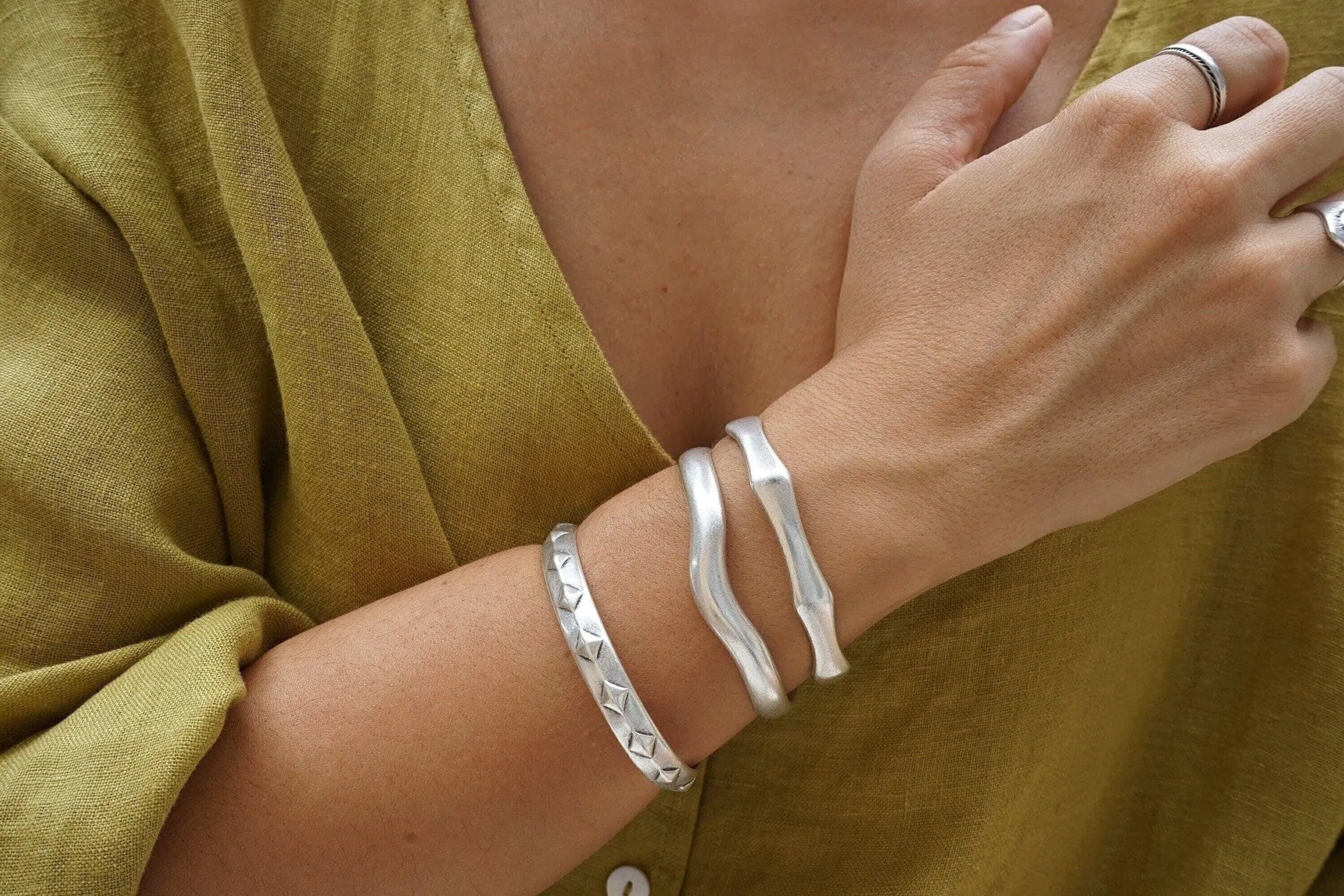 Silver Bold Angular Shape Cuff