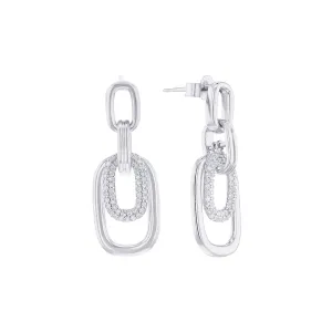 Silver Harmony Link Diamond Drop Earrings