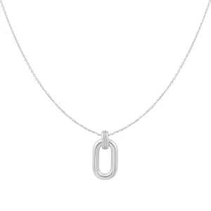 Silver Oval Hoop Pendant Necklace