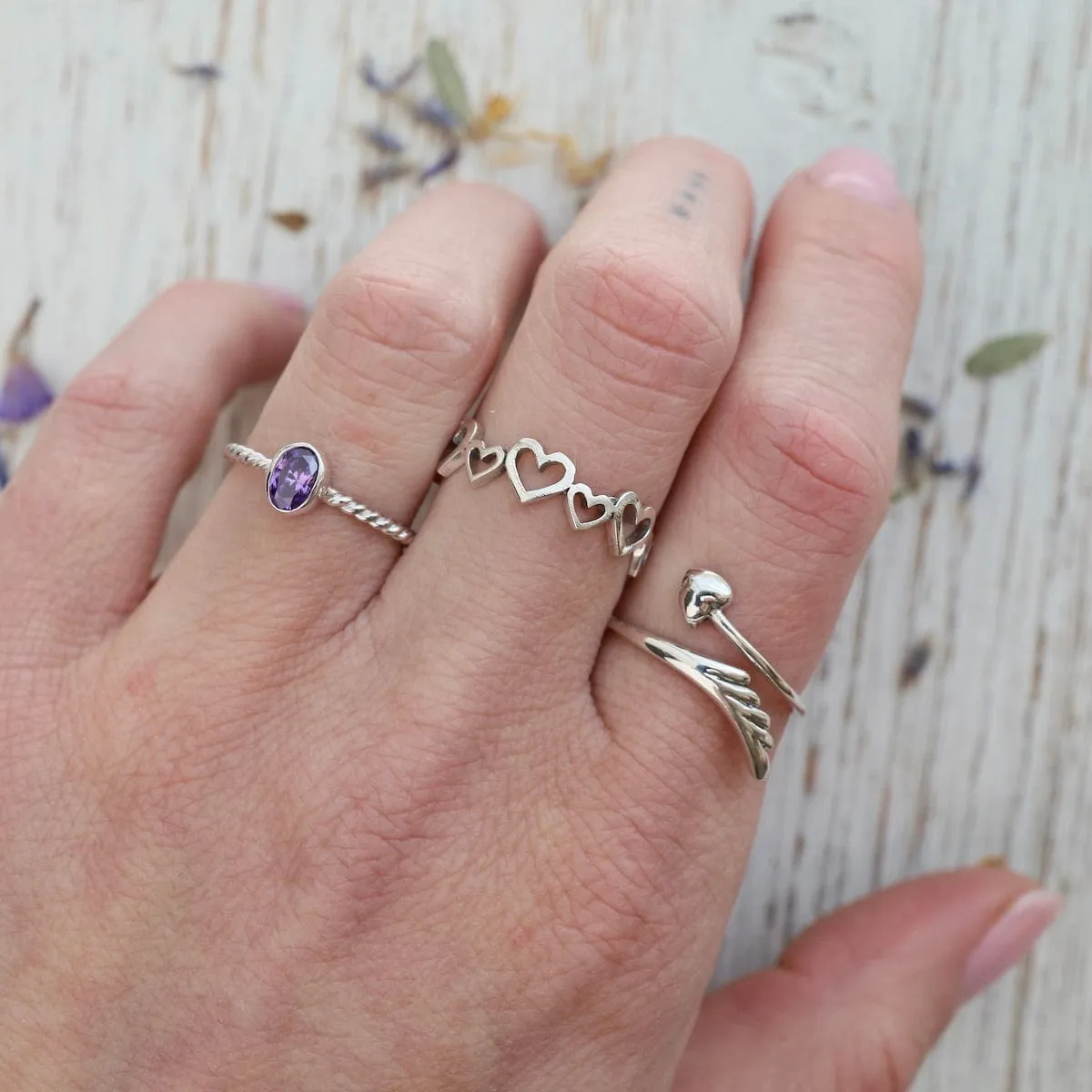 Silver Small & Large Heart Band