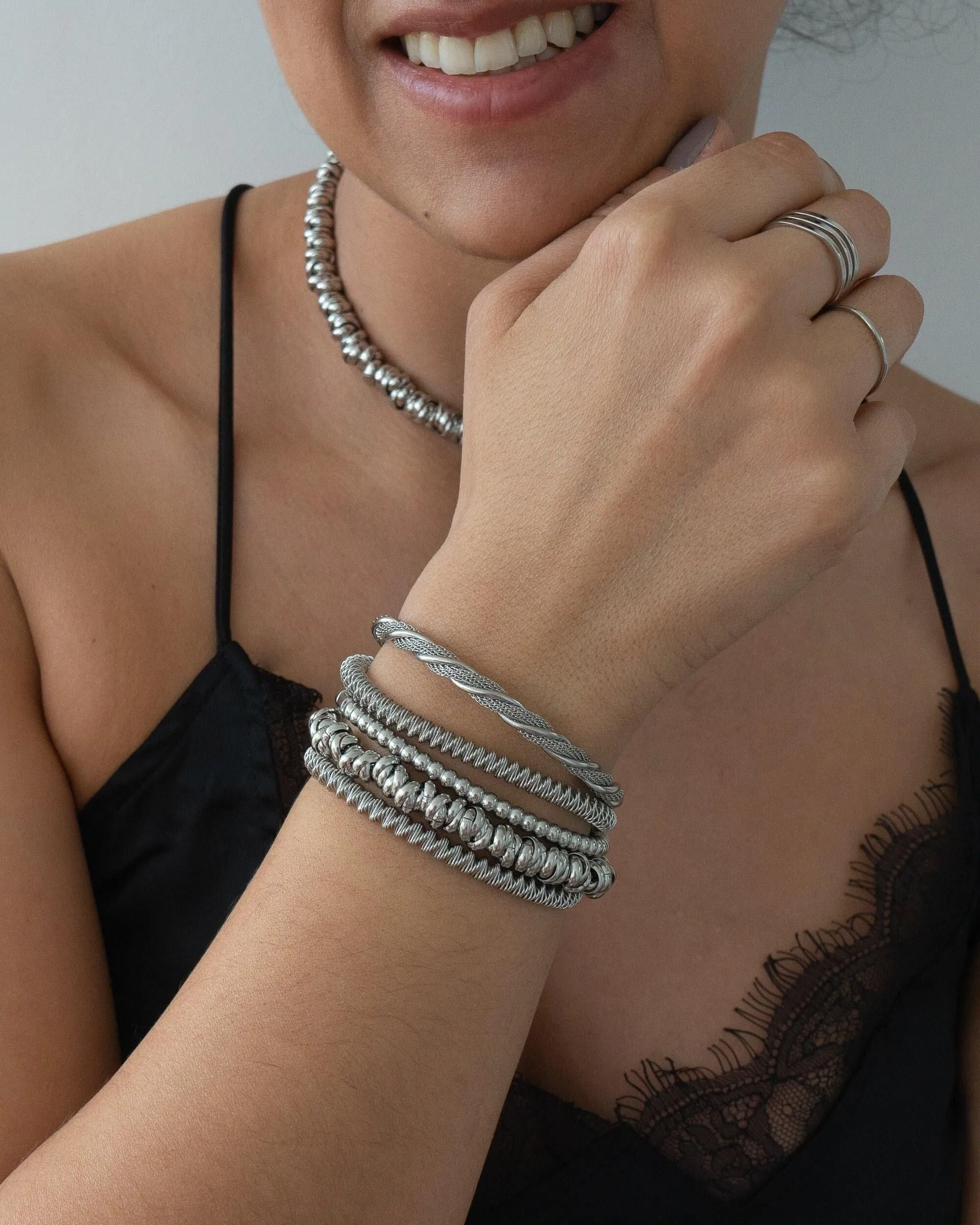 Silver twisted wire stretchy Bracelet