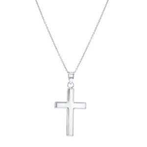 Soleil Collection 18" Plain Cross Necklace | 9K White Gold