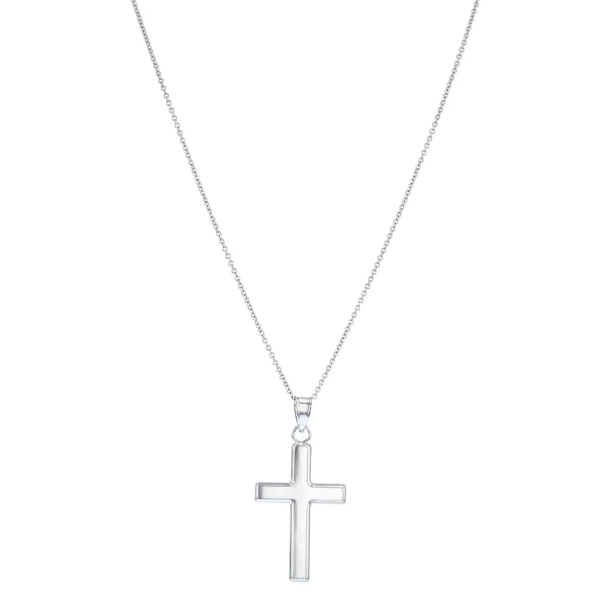 Soleil Collection 18" Plain Cross Necklace | 9K White Gold