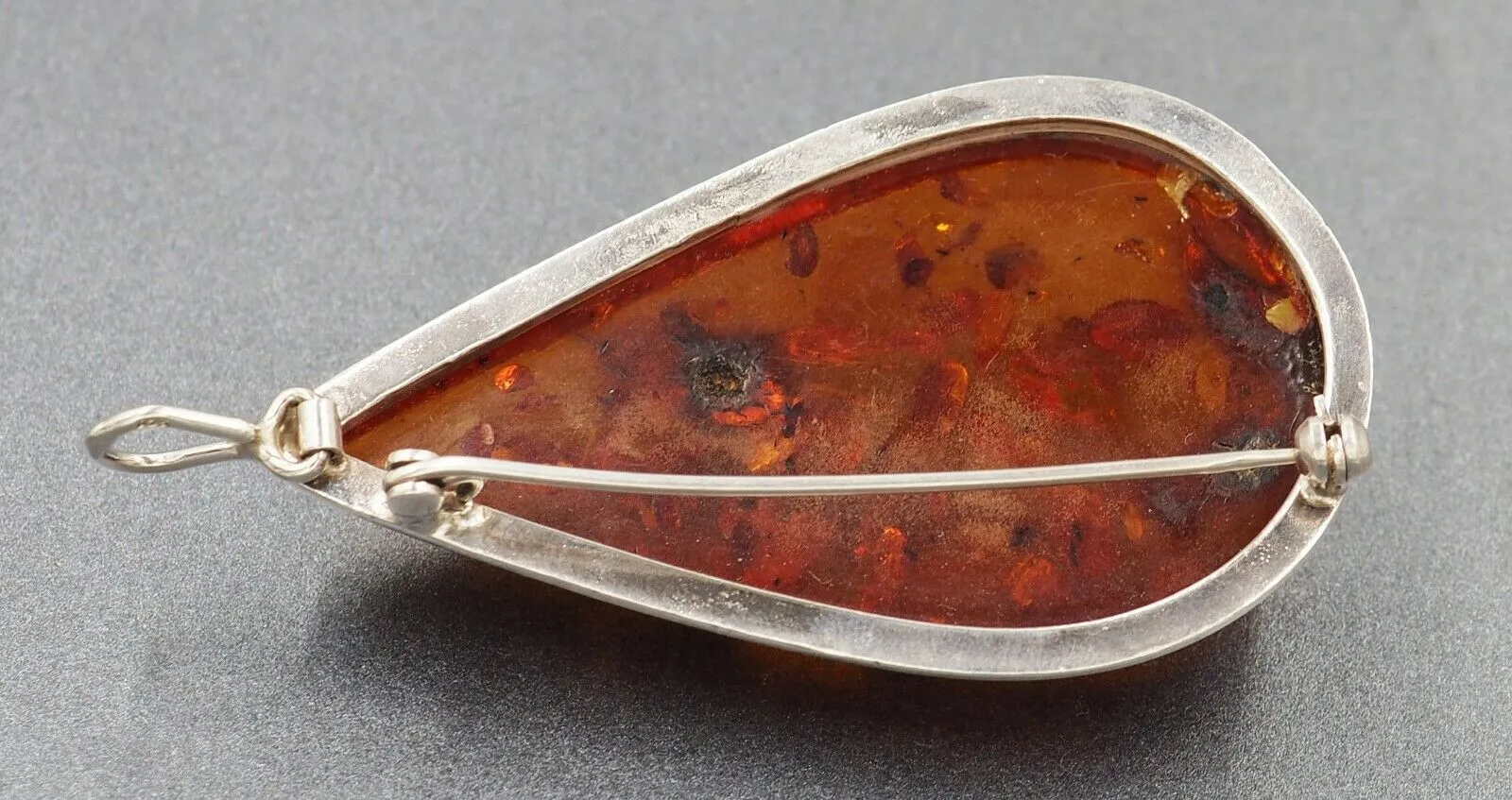 Sterling Silver Amber Pendant/Brooch