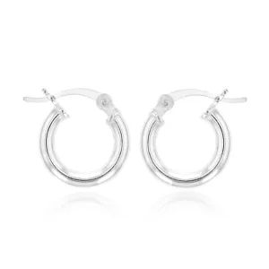 Sterling Silver Plain 12mm Hoop Earrings