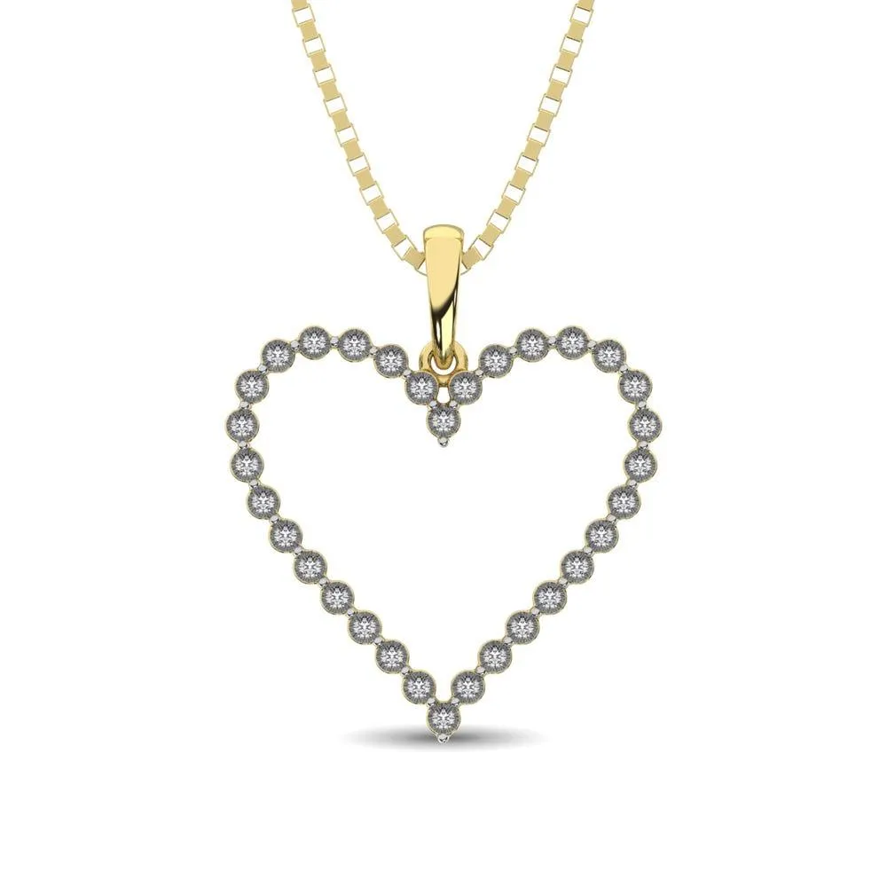 Sterling Silver Yellow Plating 1/10 Ct.Tw. Diamond Heart Pendant