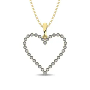 Sterling Silver Yellow Plating 1/10 Ct.Tw. Diamond Heart Pendant