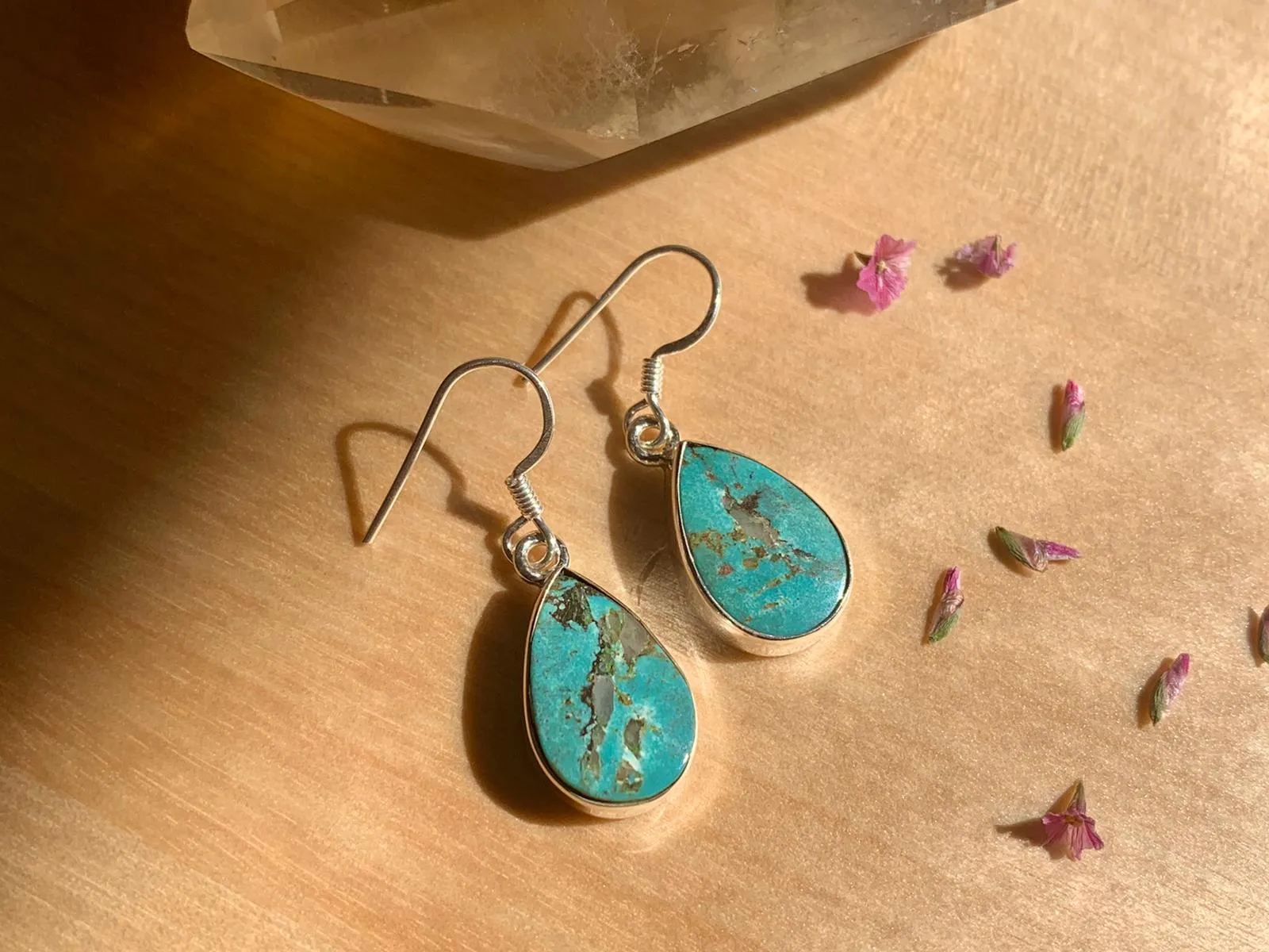 Tibetan Turquoise Akoni Earrings - Teardrop