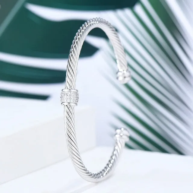 Trendy Luxury Stackable Bracelet Cuff Full Cubic Zircon Crystal