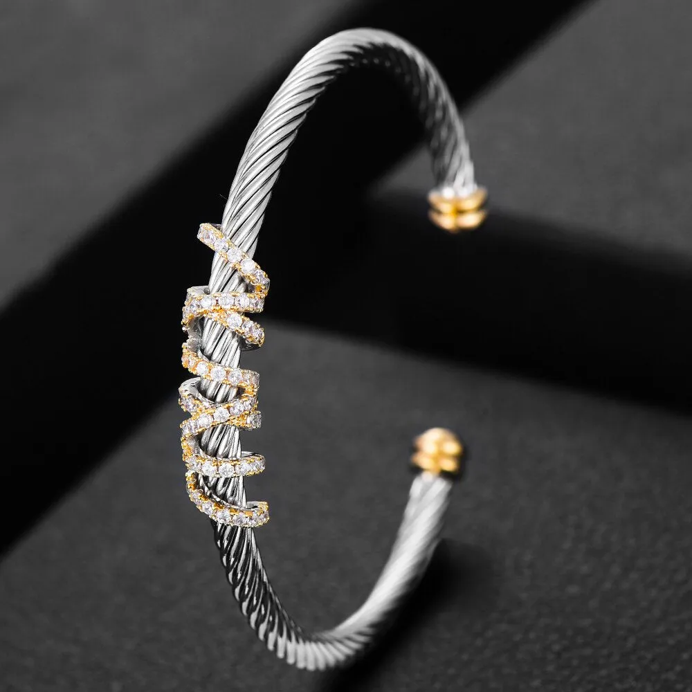 Trendy Luxury Stackable Bracelet Cuff Full Cubic Zircon Crystal