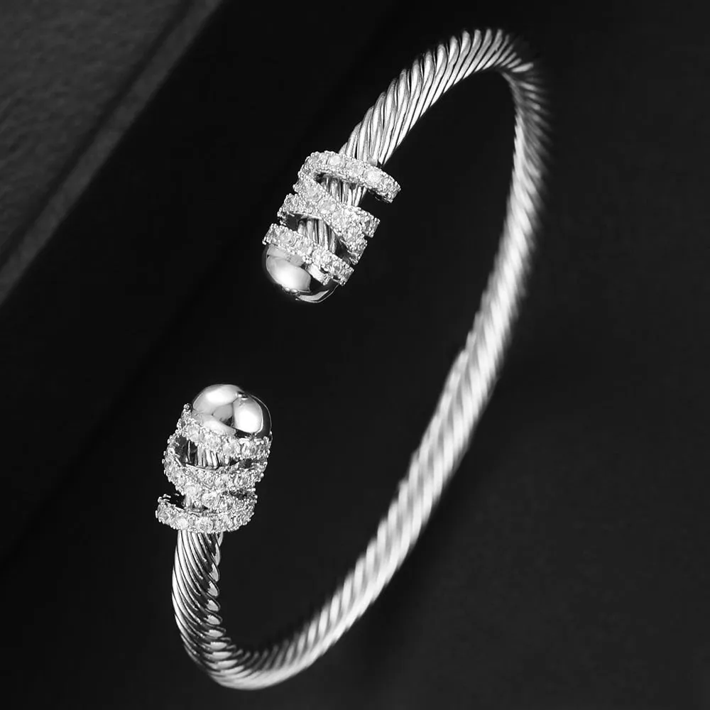 Trendy Luxury Stackable Bracelet Cuff Full Cubic Zircon Crystal