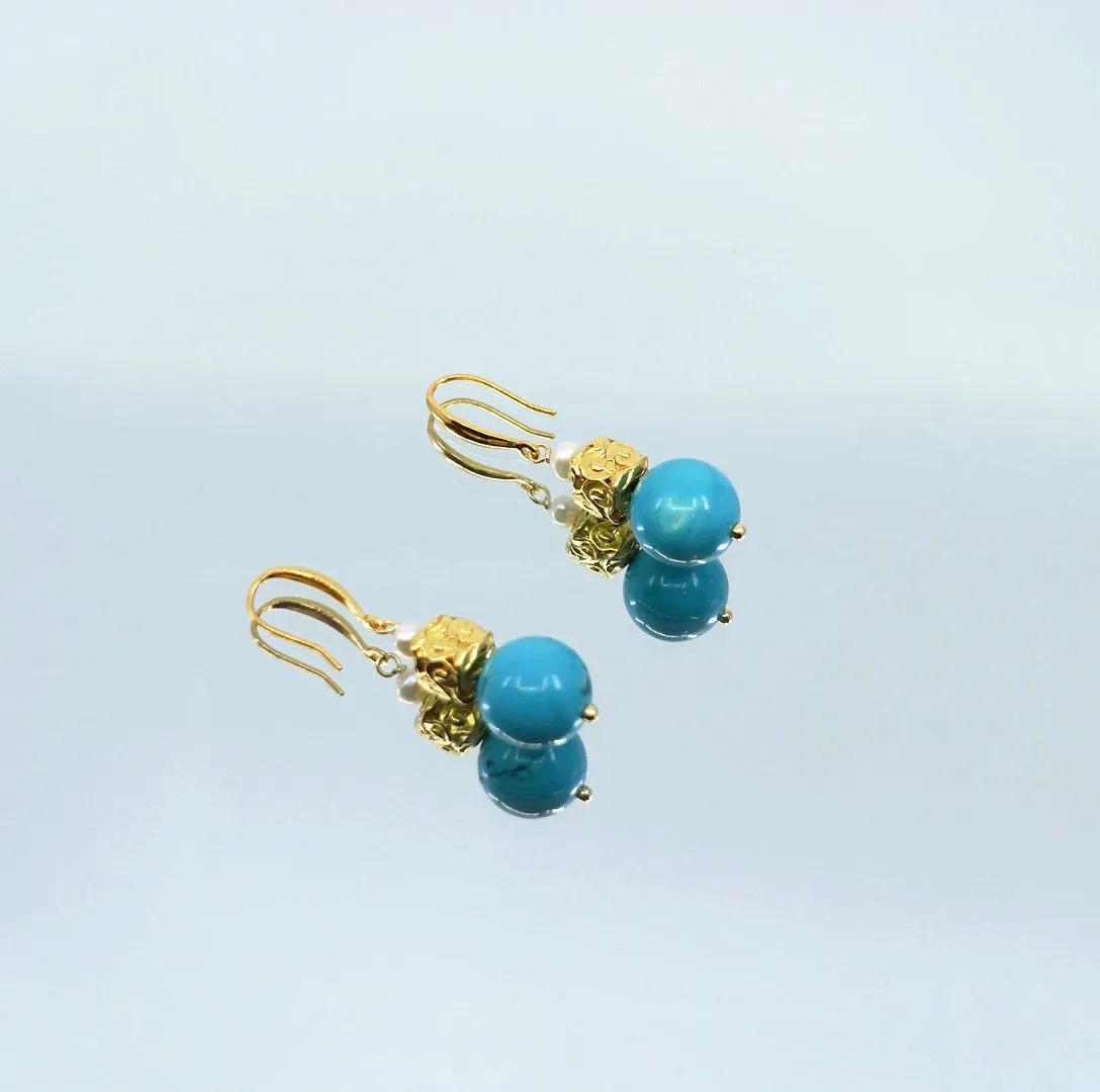 Turquoise Auspicious Clouds Earrings Gold