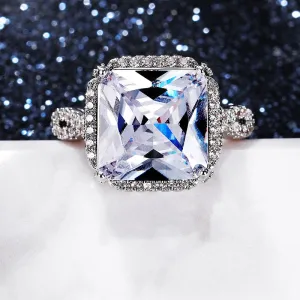 Victorian Jewelry Gorgeous Shiny Square Radiant Cut CZ Cocktail Ring