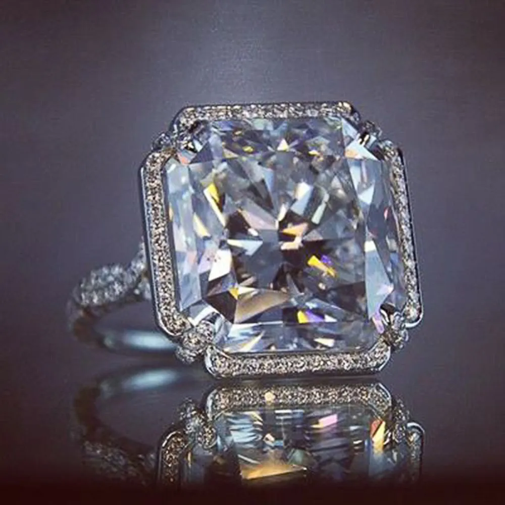 Victorian Jewelry Gorgeous Shiny Square Radiant Cut CZ Cocktail Ring