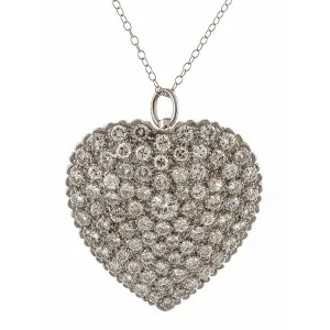 Vintage Pave Set Diamond Heart Pin Pendant