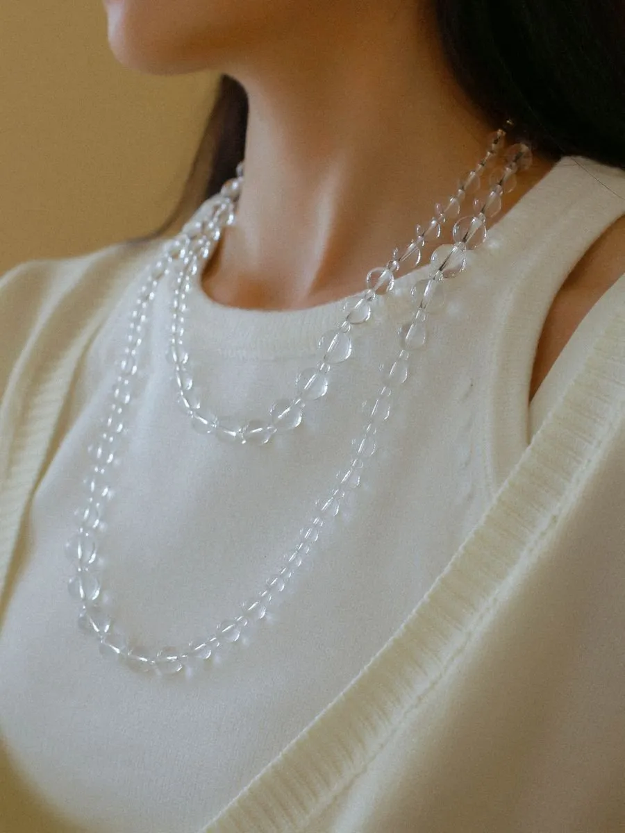 White Crystal Long Necklaces