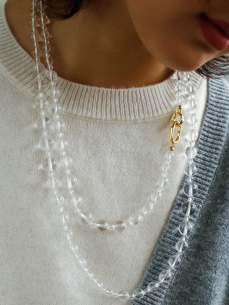 White Crystal Long Necklaces