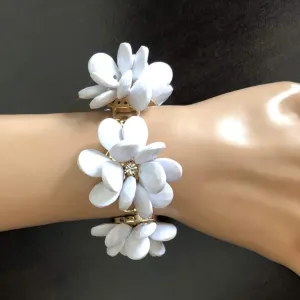 White Flower Statement Bracelet