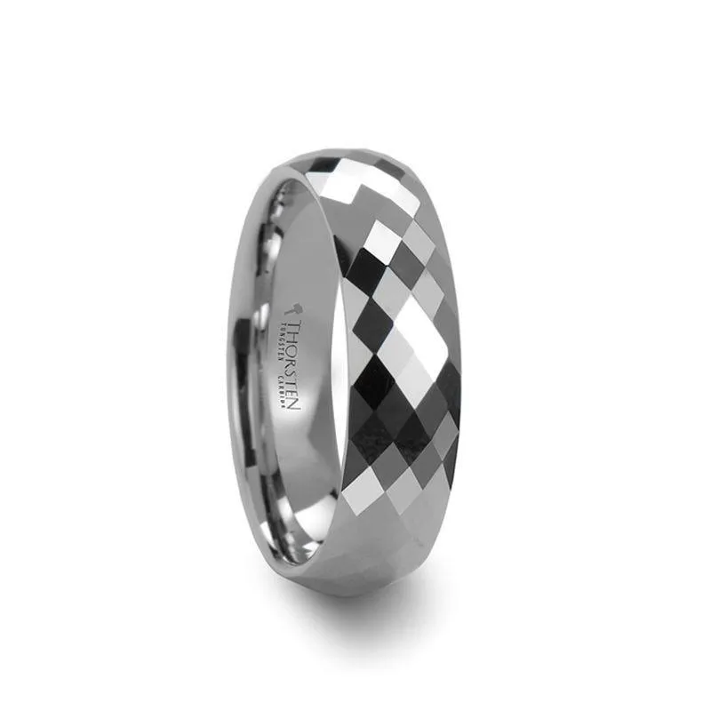 WICHITA Diamond Faceted White Tungsten Ring for Her - 2mm