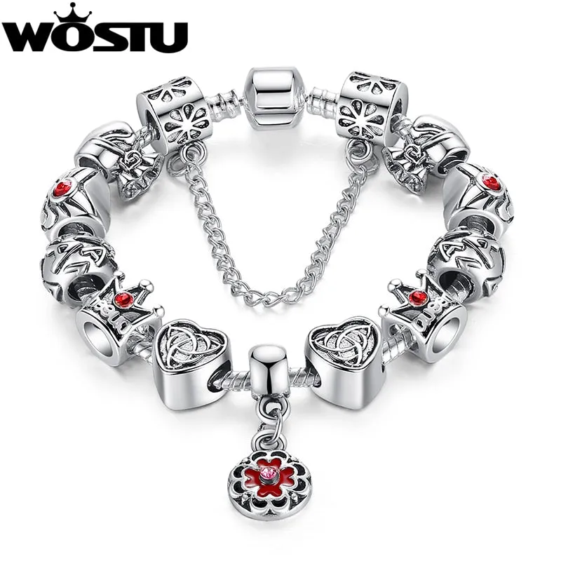 WOSTU luxury silver women's bracelet