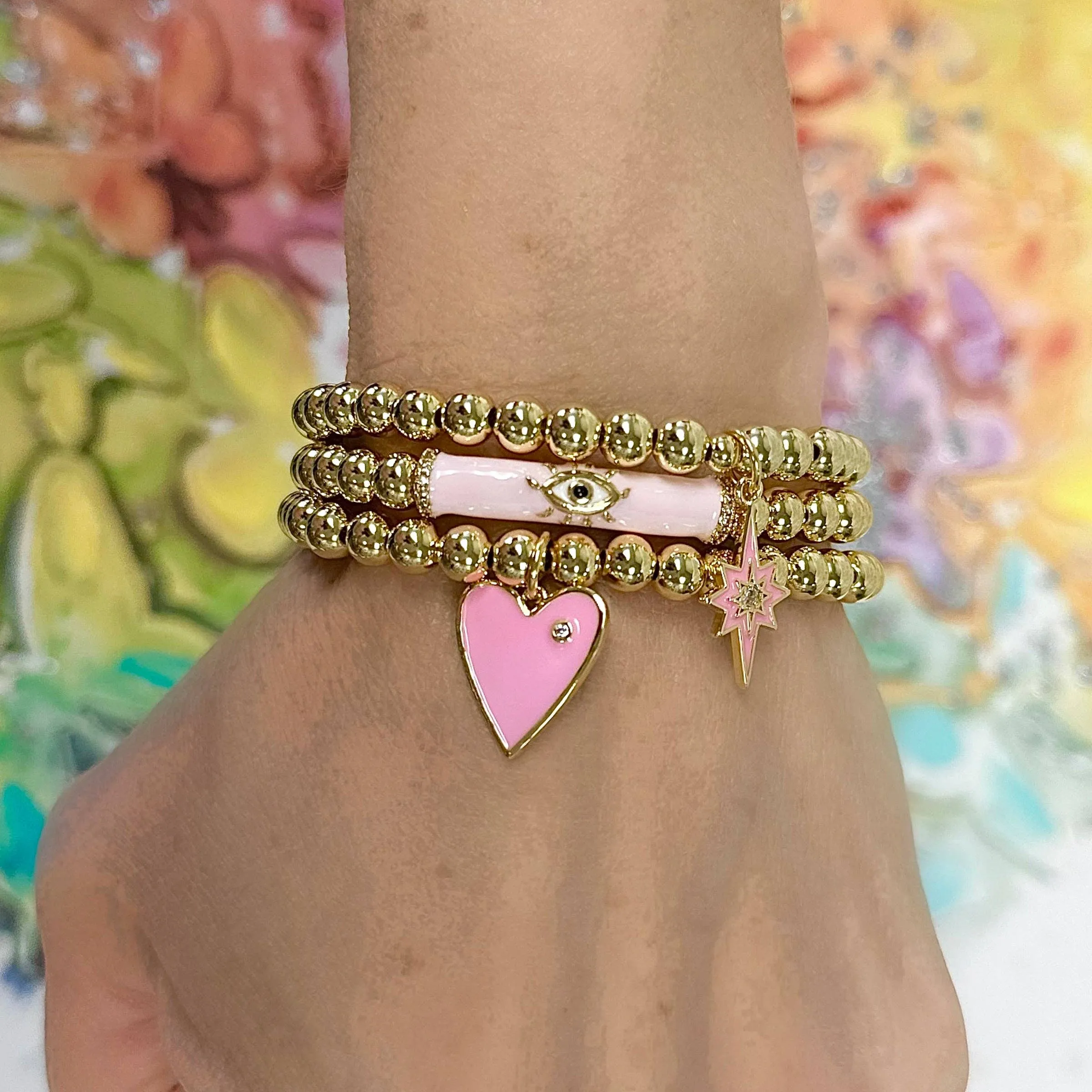 Zayla Enamel Heart Beaded Bracelet